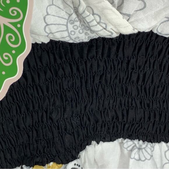 Beautiful! Kimono Cut Floral Dress Size Small Wide 3/4 Sleeves White and Brown - Picture 8 of 12